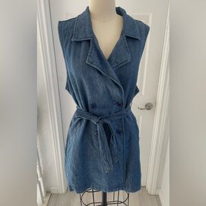 Sanctuary designed in Los Angeles Blue Denim double breasted belted Vest